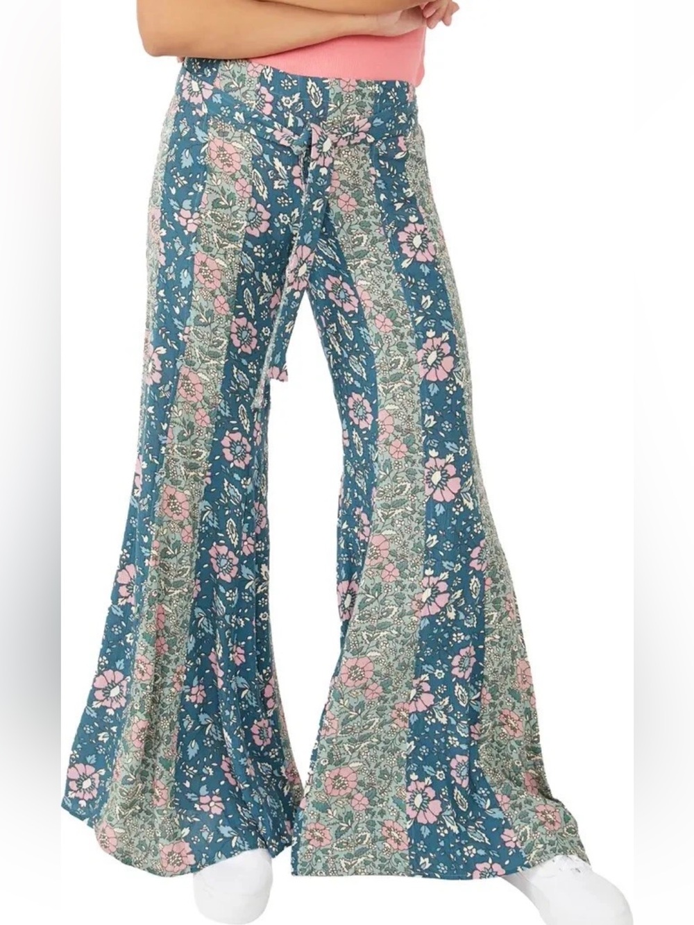 Wide-Leg Floral Print Lounge Pants - Blue - Picture 4 of 8
